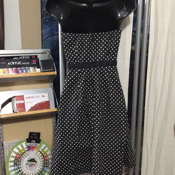 Strapless polka dot summer dress - Picture 5 of 7